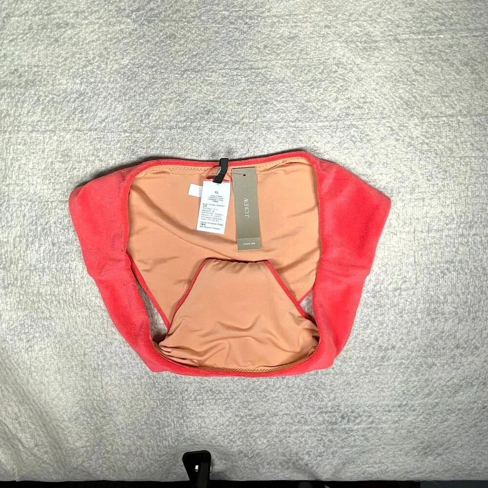 J.Crew Curved-waist‎ cheeky bikini bottom in terry Size XL NEW BK550 COR